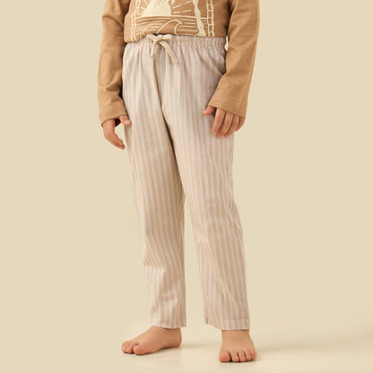 Juniors Cotton Crew Neck Long Sleeve Pyjama Set with Drawstring Closure