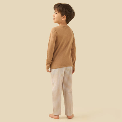 Juniors Cotton Crew Neck Long Sleeve Pyjama Set with Drawstring Closure
