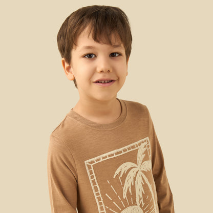 Juniors Cotton Crew Neck Long Sleeve Pyjama Set with Drawstring Closure