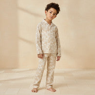 Juniors Collared Long Sleeves Pyjama Set with Palm Tree Print-undefined-image-1