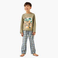 Juniors Cotton Crew Neck Long Sleeves Pyjama Set with Graphic Print-undefined-image-1