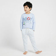 Juniors Cotton Crew Neck Long Sleeve Pyjama Set with Nautical Print-undefined-image-1