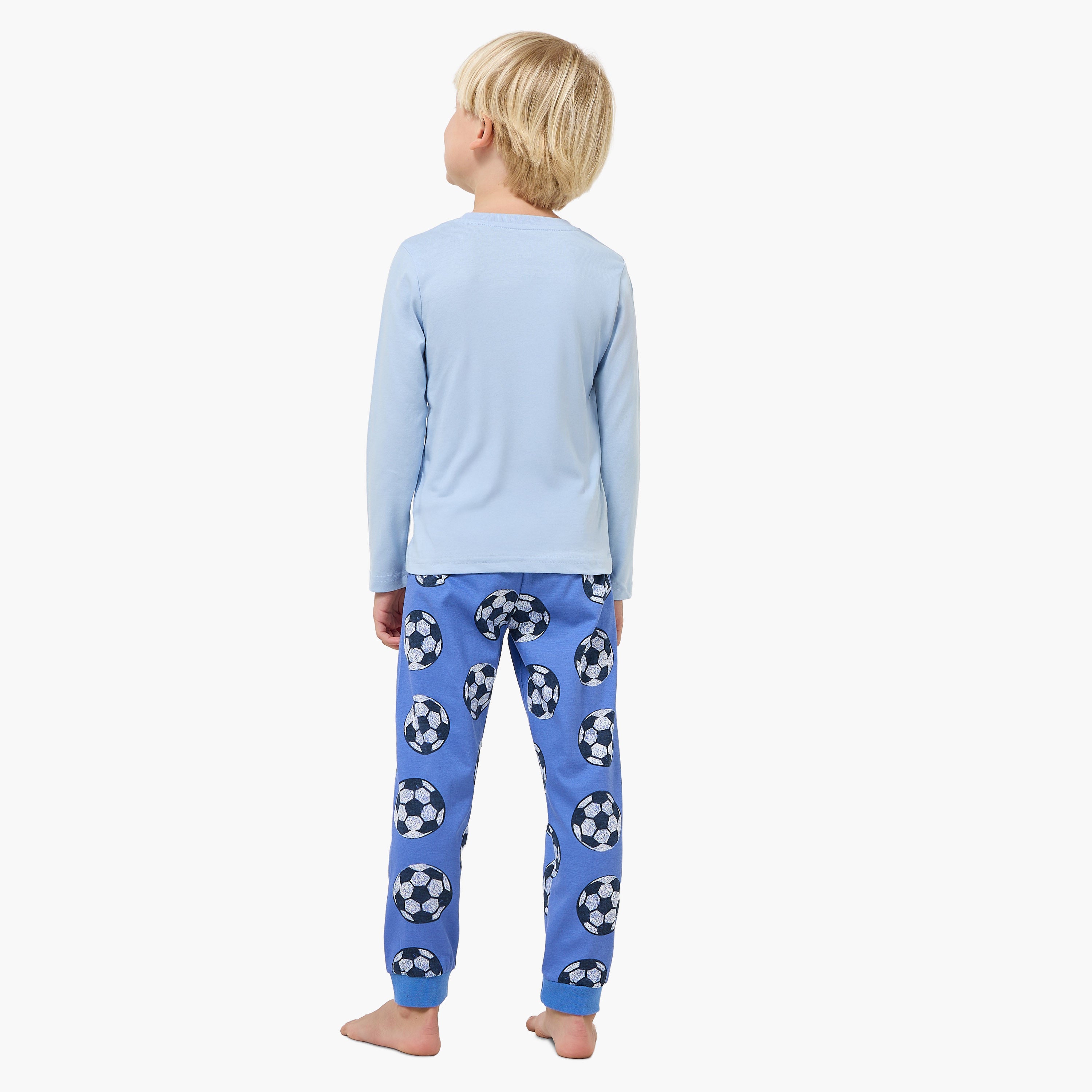 Pack of 2 Juniors Cotton Crew Neck Long Sleeves Pyjama Set with Varsity Print