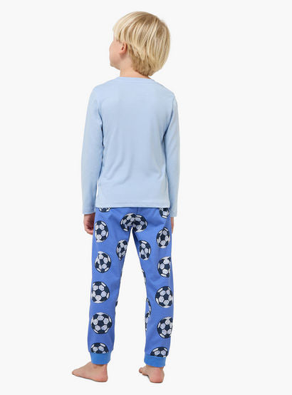Pack of 2 Juniors Cotton Crew Neck Long Sleeves Pyjama Set with Varsity Print-boys-clothing-setsandcoords-image-5