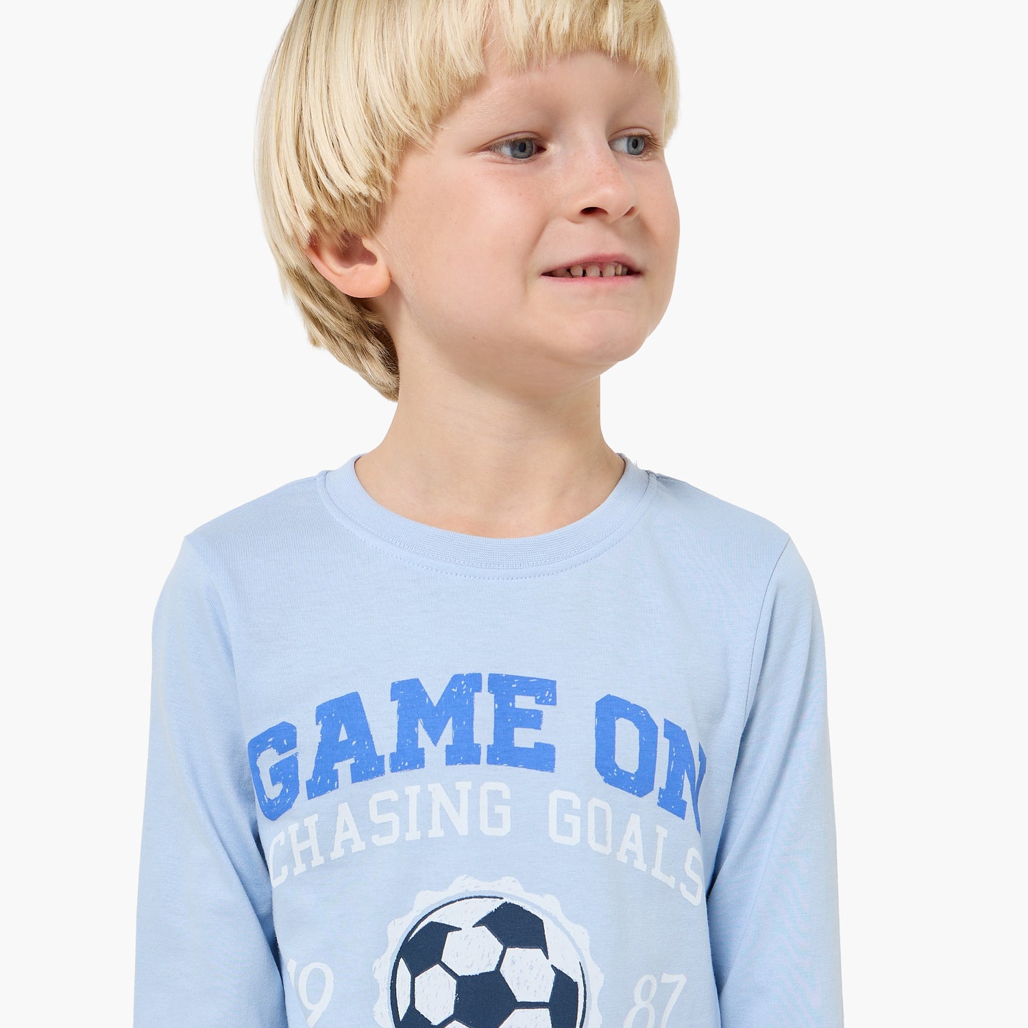 Pack of 2 Juniors Cotton Crew Neck Long Sleeves Pyjama Set with Varsity Print