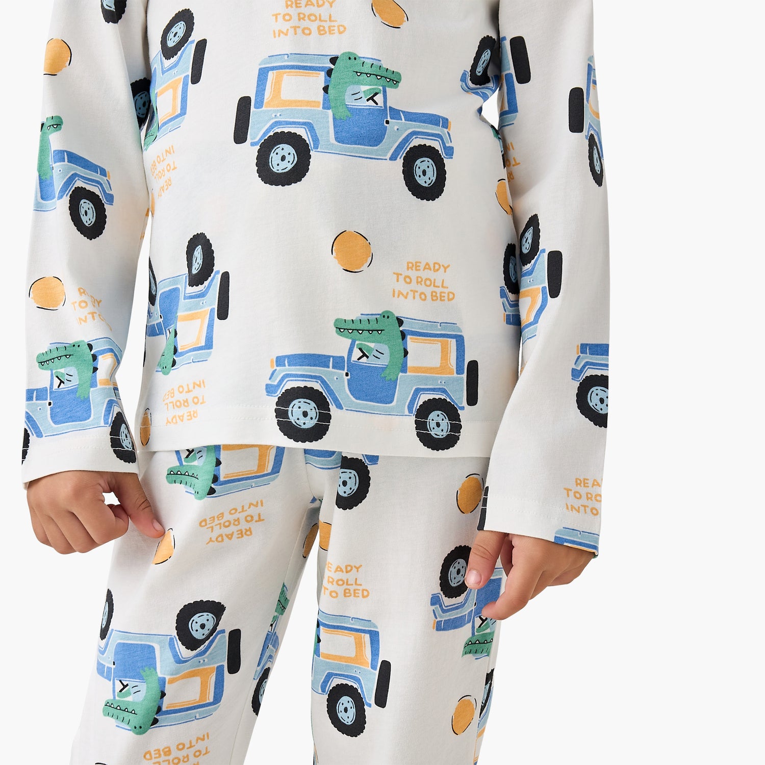 Juniors Cotton Round Neck Long Sleeve Pyjama Set with Wild Animal Print