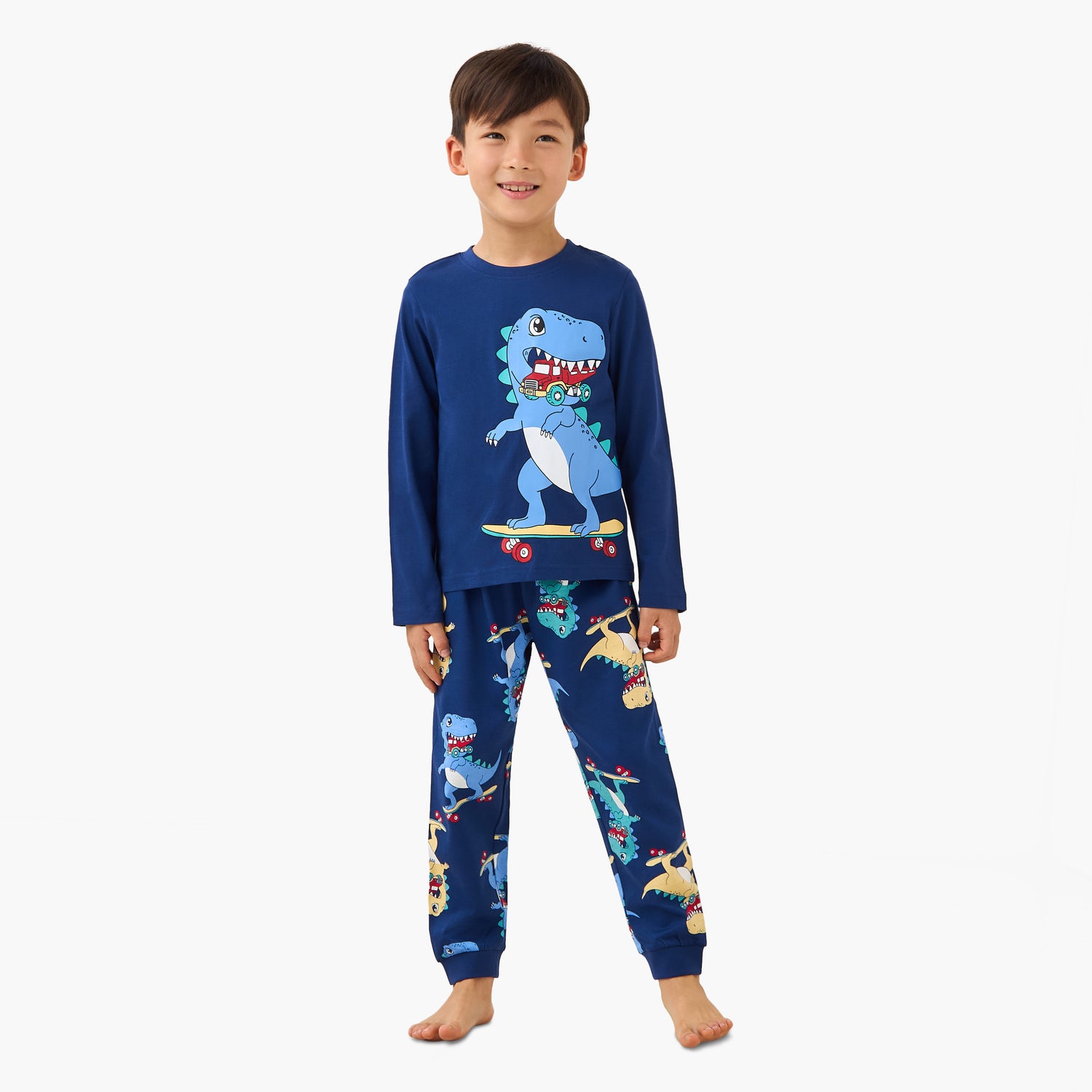 Juniors Cotton Round Neck Long Sleeves Pyjama Set with Graphic Print