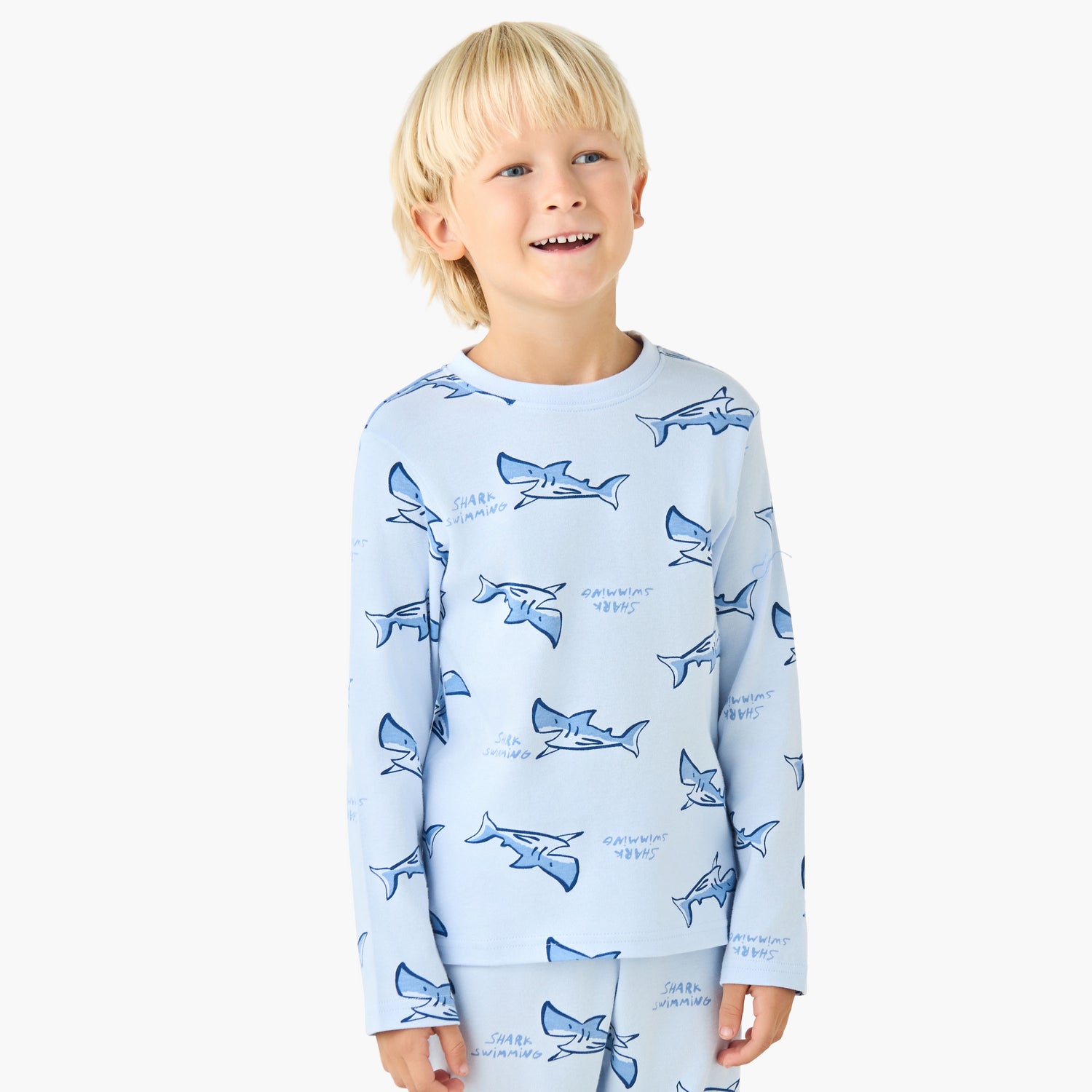 Juniors Cotton Crew Neck Long Sleeves Pyjama Set with Wild Animal Print