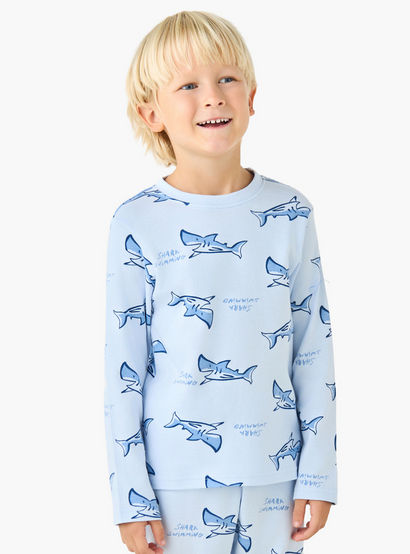 Juniors Cotton Crew Neck Long Sleeves Pyjama Set with Wild Animal Print-promo_babyshop_Buy2for69_UAE130126-image-2