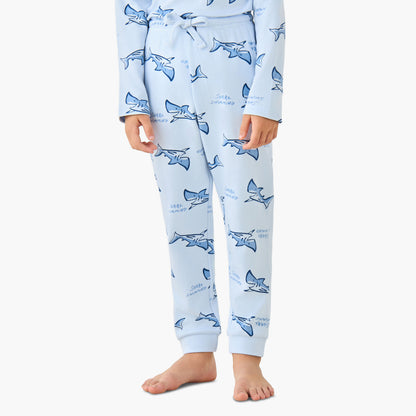 Juniors Cotton Crew Neck Long Sleeves Pyjama Set with Wild Animal Print