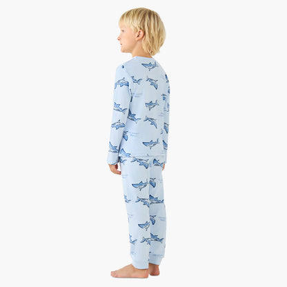 Juniors Cotton Crew Neck Long Sleeves Pyjama Set with Wild Animal Print