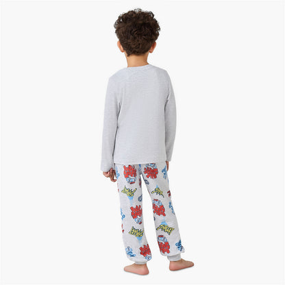 Juniors Cotton Round Neck Long Sleeves Pyjama Set with Graphic Print