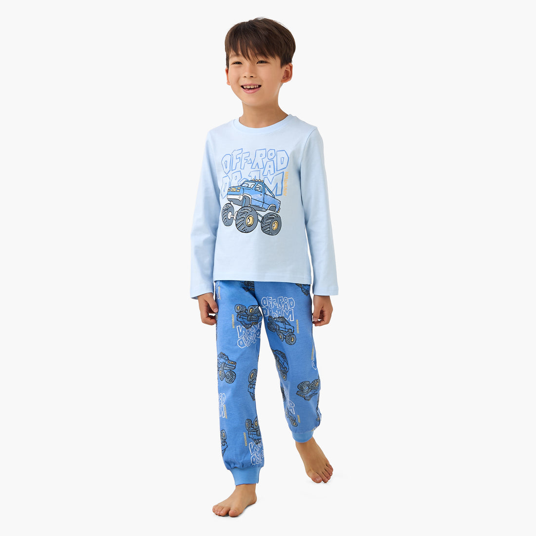 Juniors Cotton Round Neck Long Sleeve Pyjama Set with Wild Animal Print