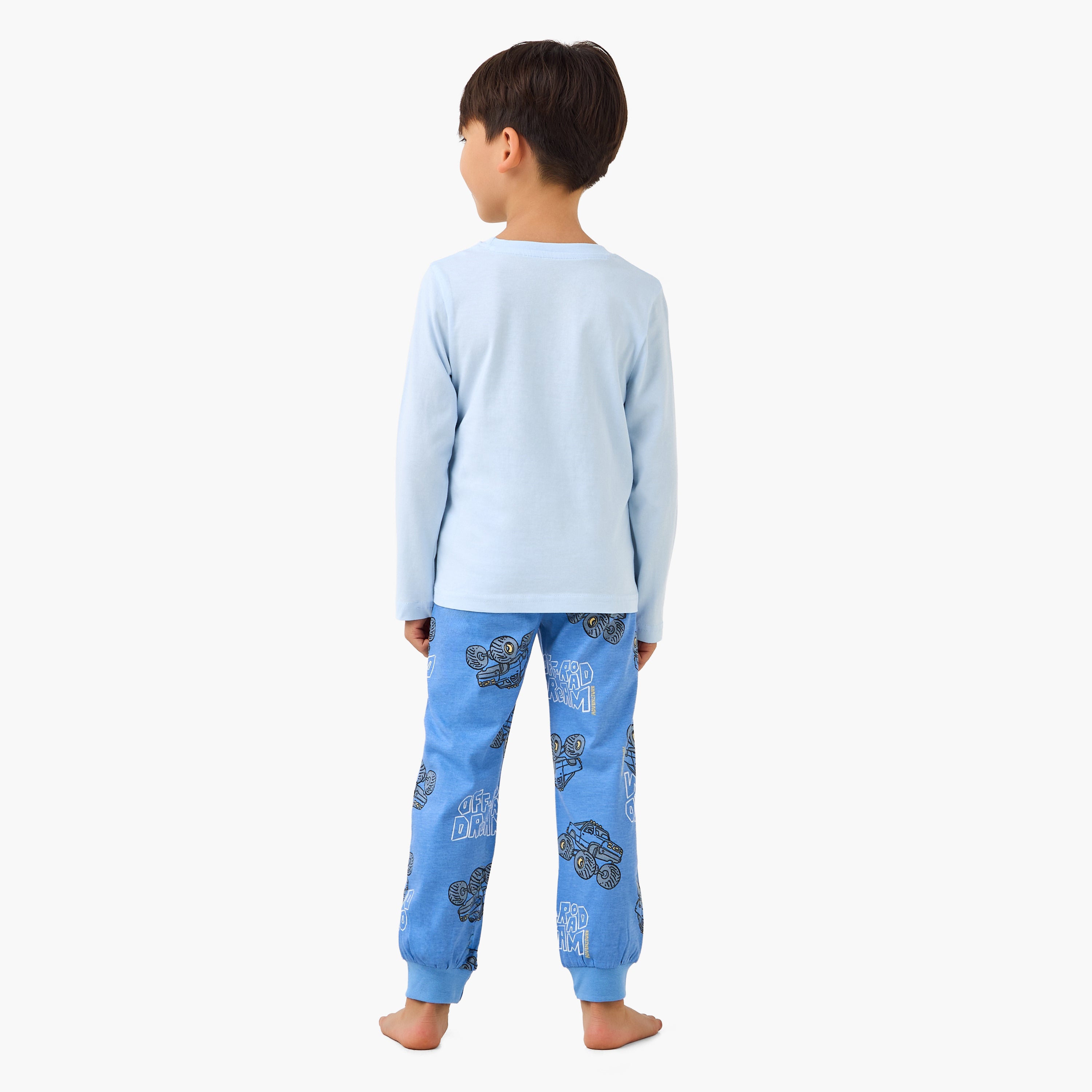 Juniors Cotton Round Neck Long Sleeve Pyjama Set with Wild Animal Print