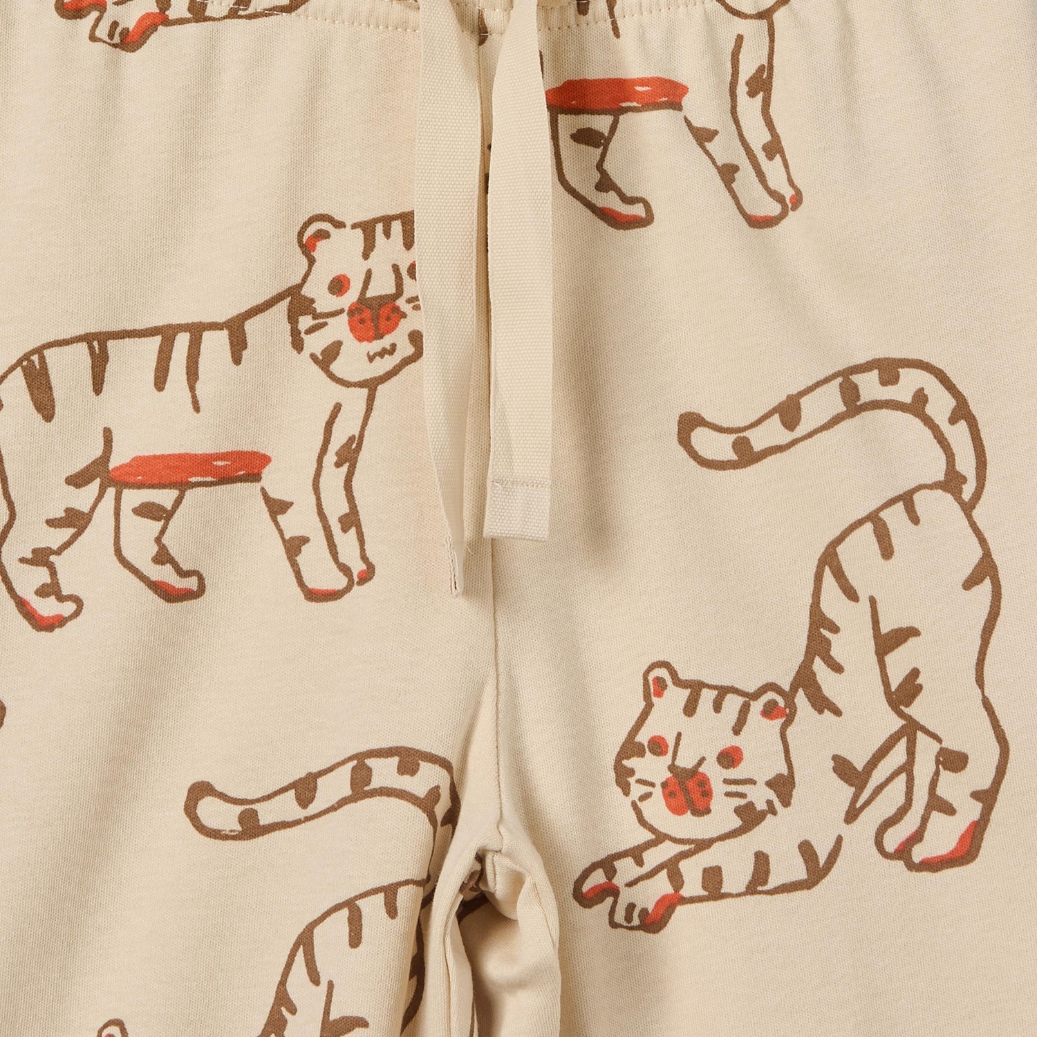 Juniors Cotton Crew Neck Short Sleeves Pyjama Set with Tiger Print