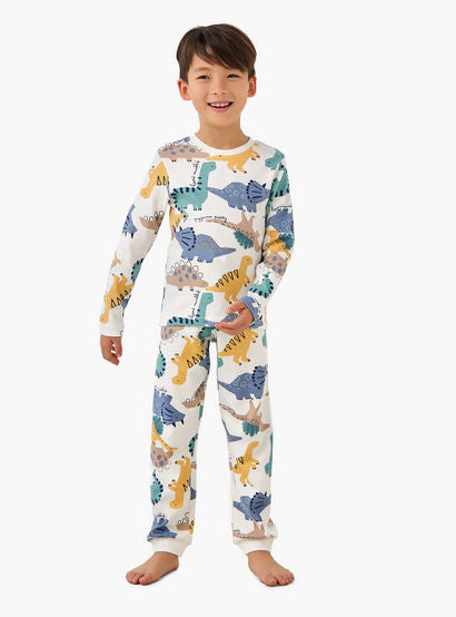 Juniors Cotton Crew Neck Long Sleeves Pyjama Set with Dinosaur Print-promo_babyshop_Buy2for69_UAE130126-image-1