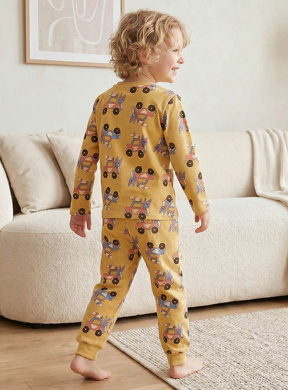 Juniors Cotton Round Neck Long Sleeves Pyjama Set with Vehicle Print-promo_babyshop_Buy2for69_UAE130126-image-3
