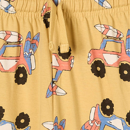 Juniors Cotton Round Neck Long Sleeves Pyjama Set with Vehicle Print