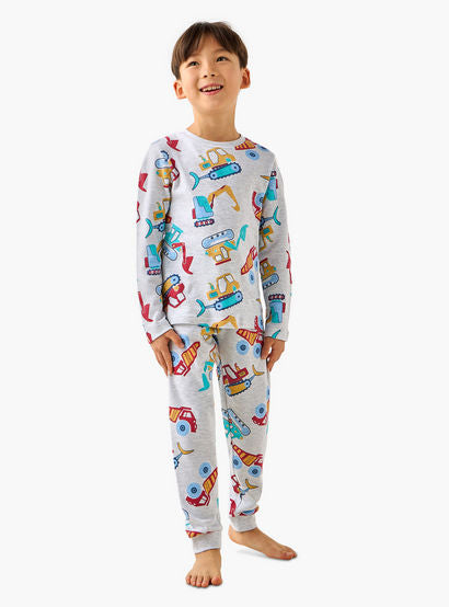 Juniors Cotton Crew Neck Long Sleeves Pyjama Set with Dinosaur Print-promo_babyshop_Buy2for69_UAE130126-image-1