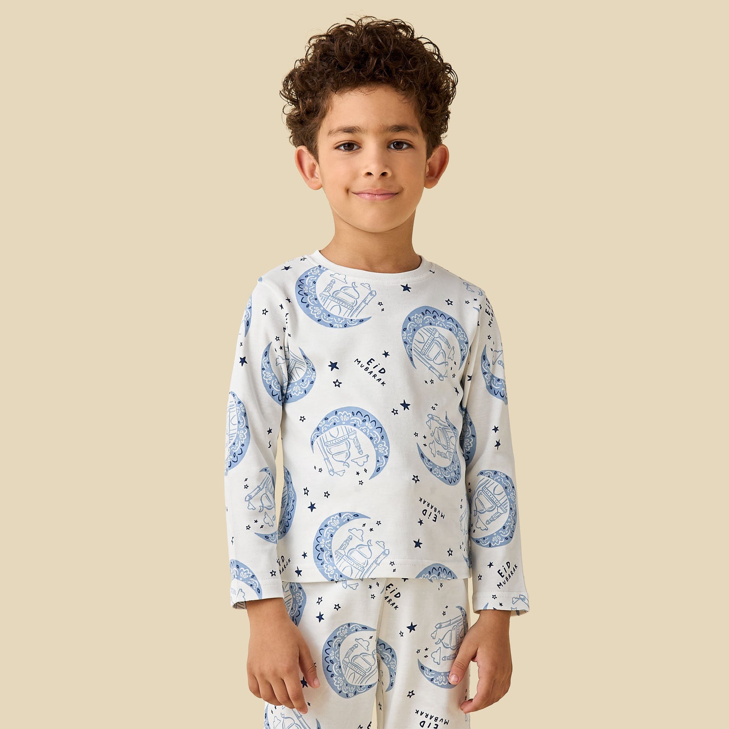 Juniors Cotton Round Neck Long Sleeves Pyjama Set with Graphic Print