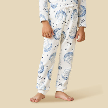 Juniors Cotton Round Neck Long Sleeves Pyjama Set with Graphic Print