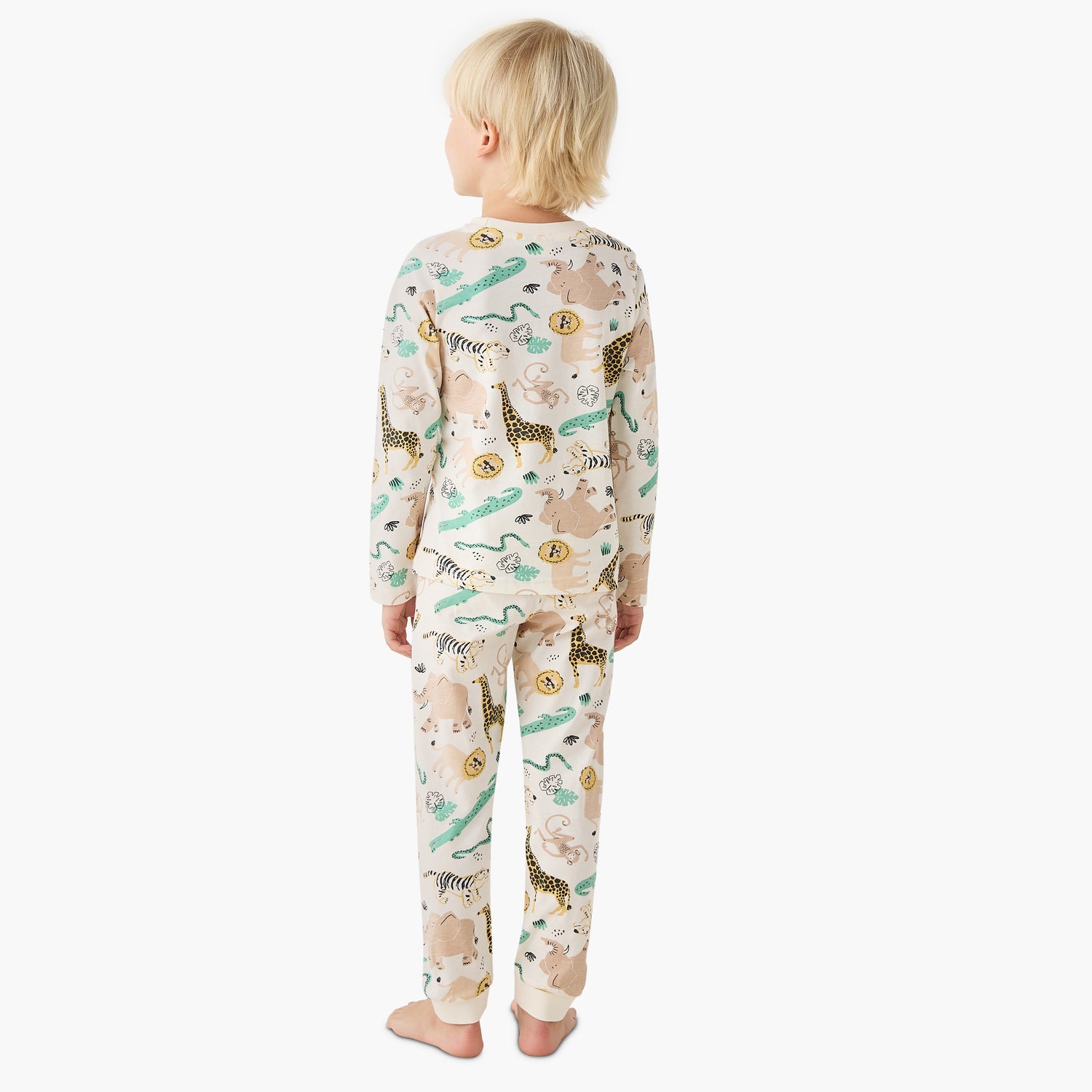 Juniors Cotton Crew Neck Long Sleeves Pyjama Set with Dinosaur Print