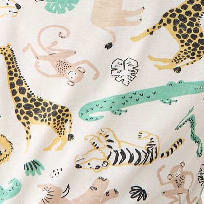 Juniors Cotton Crew Neck Long Sleeves Pyjama Set with Dinosaur Print