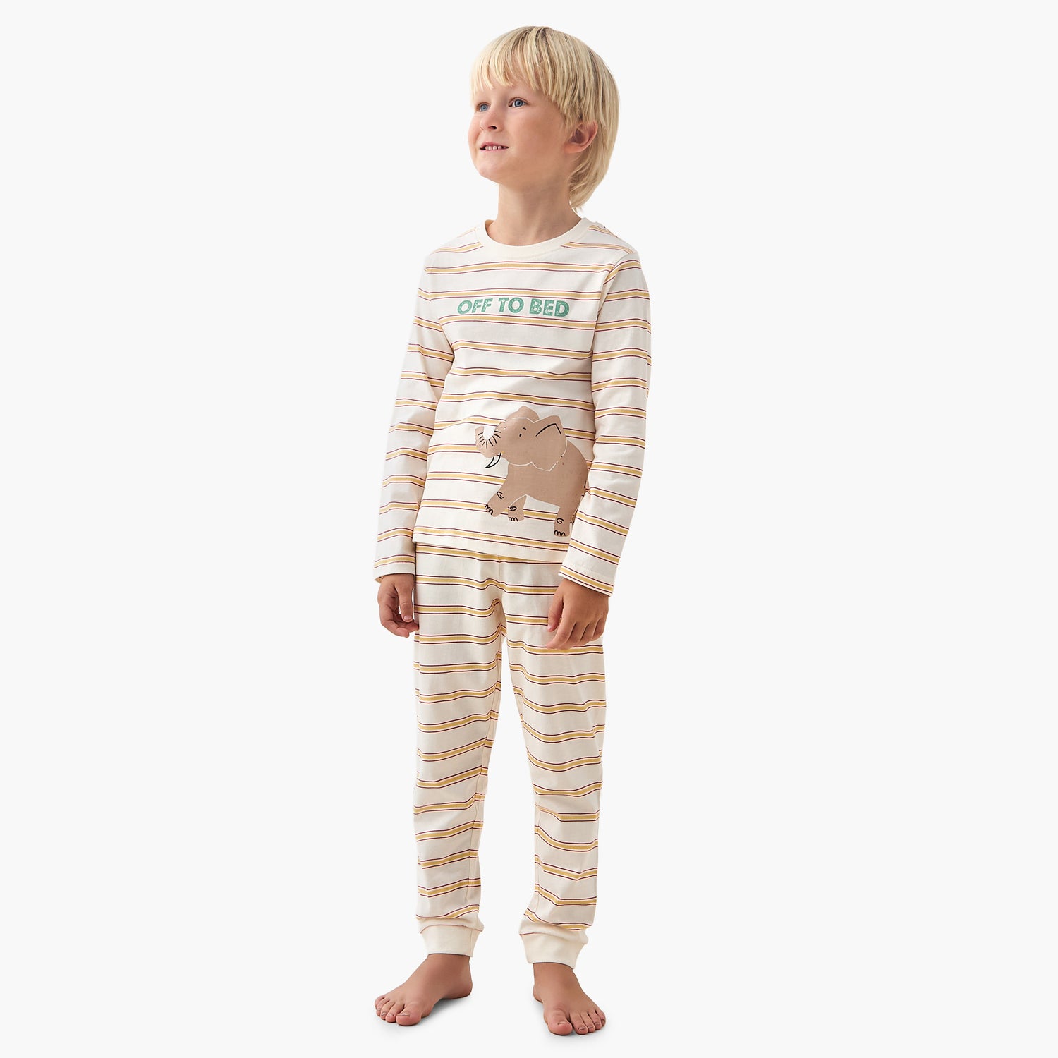 Juniors Cotton Crew Neck Long Sleeves Pyjama Set with Wild Animal Print
