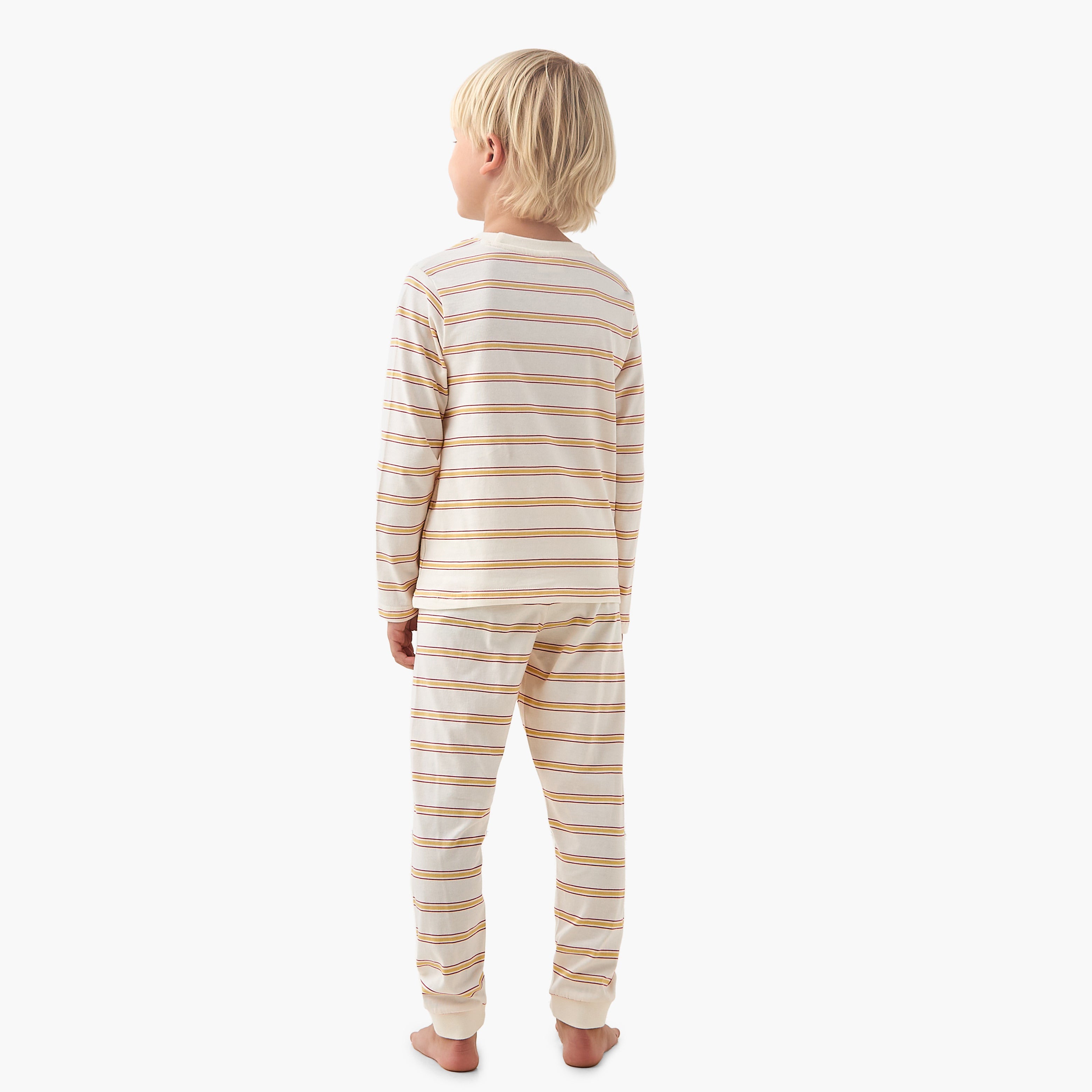 Juniors Cotton Crew Neck Long Sleeves Pyjama Set with Wild Animal Print