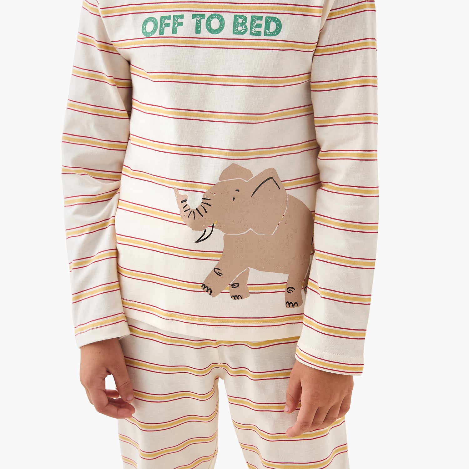 Juniors Cotton Crew Neck Long Sleeves Pyjama Set with Wild Animal Print