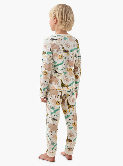 Juniors Cotton Crew Neck Long Sleeves Pyjama Set with Safari Print-boys-clothing-nightwear-image-4