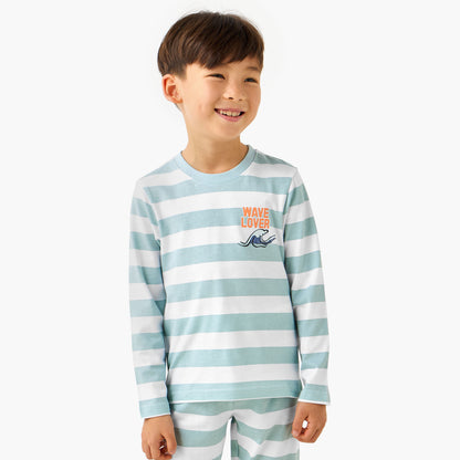 Juniors Cotton Crew Neck Long Sleeves Pyjama Set with Underwater Print