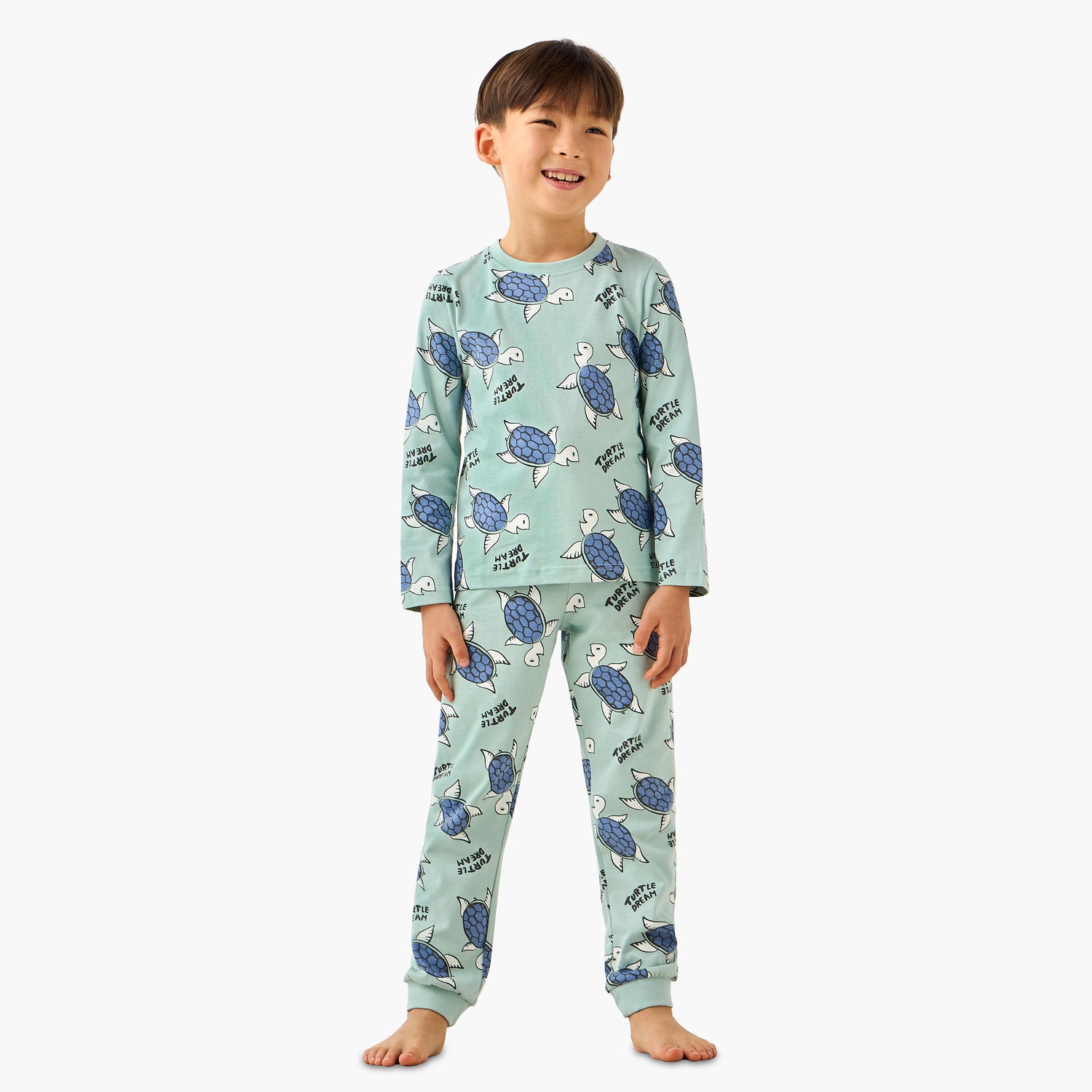 Juniors Cotton Crew Neck Long Sleeves Pyjama Set with Safari Print