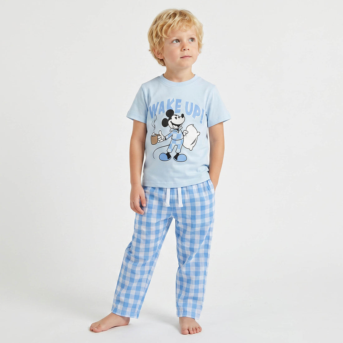 Disney Cotton Crew Neck Short Sleeves Pyjama Set with Mickey Mouse Print - Blue / 2-3 yrs