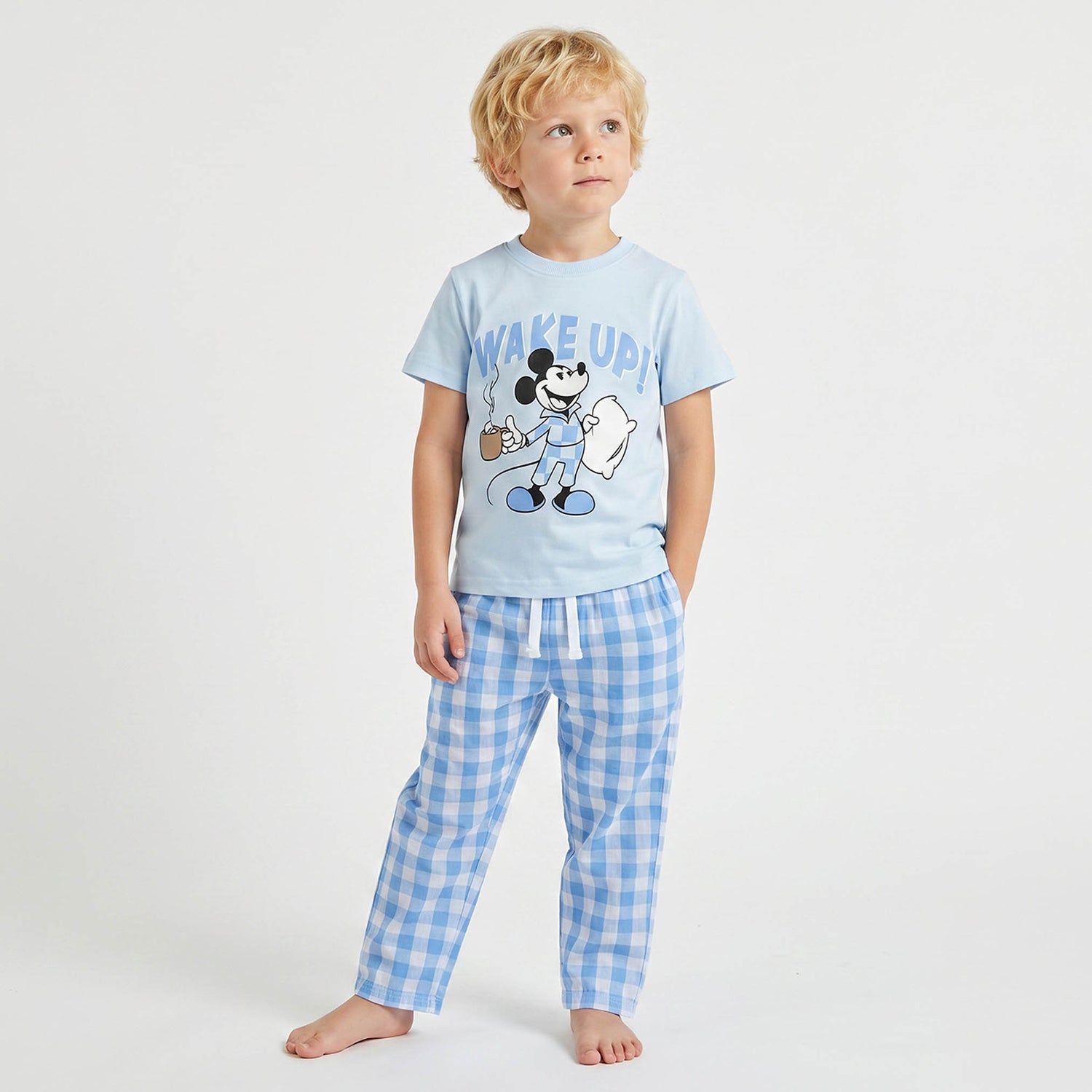 Disney Cotton Crew Neck Short Sleeves Pyjama Set with Mickey Mouse Print - Blue / 2-3 yrs