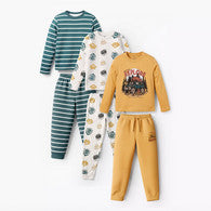 Pack of 3 Juniors Cotton Crew Neck Long Sleeves Pyjama Set with Fun Print-undefined-image-1