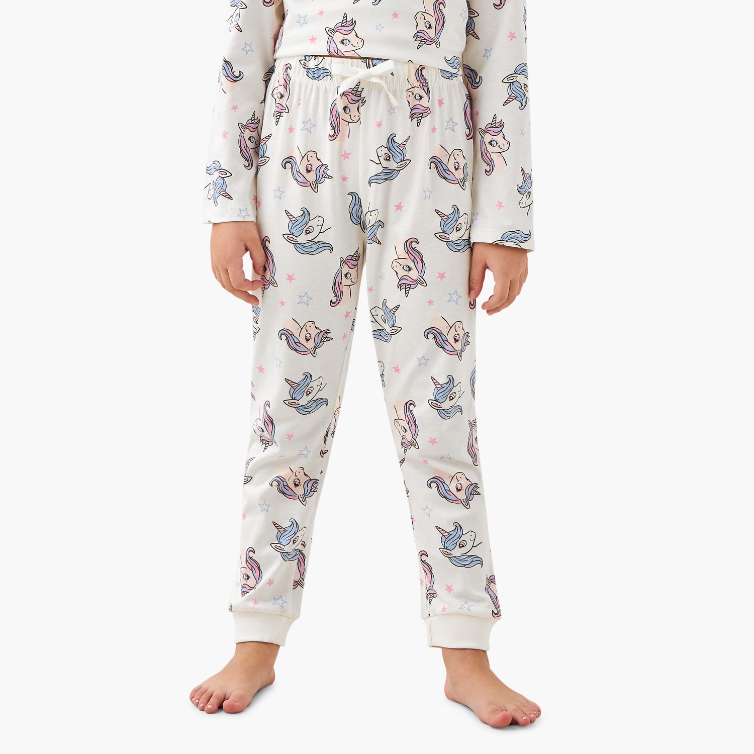 Pack of 2 Juniors Cotton Crew Neck Long Sleeves Pyjama Set with Unicorn Print