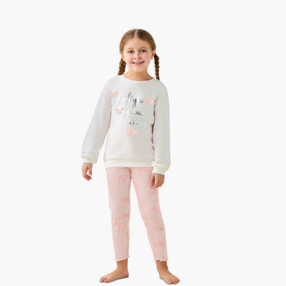 Juniors Cotton Crew Neck Long Sleeves Pyjama Set with Print - Multicolour / 2-3 yrs