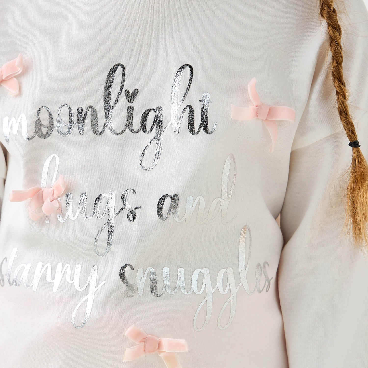 Juniors Cotton Crew Neck Long Sleeves Pyjama Set with Print