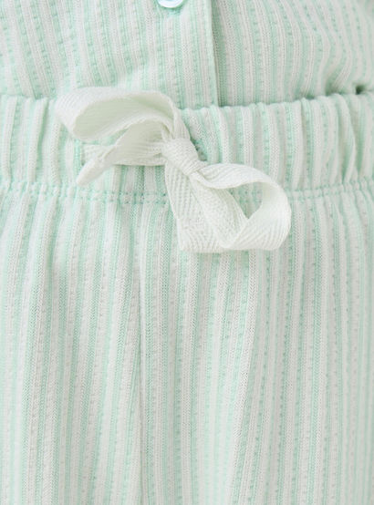Juniors Cotton Collared Long Sleeves Pyjama Set with Striped Ruffle Detail-girls-clothing-nightwear-image-6