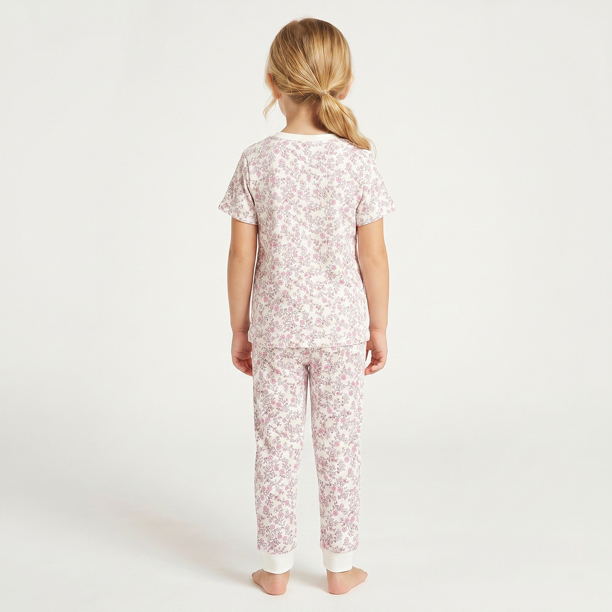 Juniors Cotton Round Neck Short Sleeves Pyjama Set with Floral Print