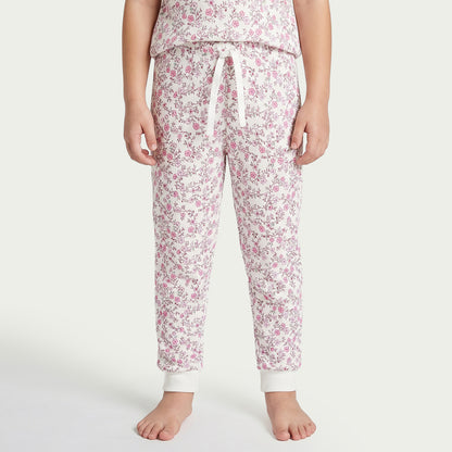 Juniors Cotton Round Neck Short Sleeves Pyjama Set with Floral Print