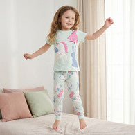 Juniors Cotton Crew Neck Short Sleeves Pyjama Set with Cat Print-undefined-image-1
