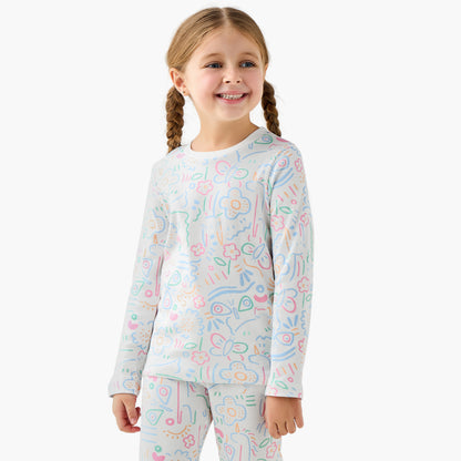 Juniors Cotton Crew Neck Long Sleeves Pyjama Set with Print