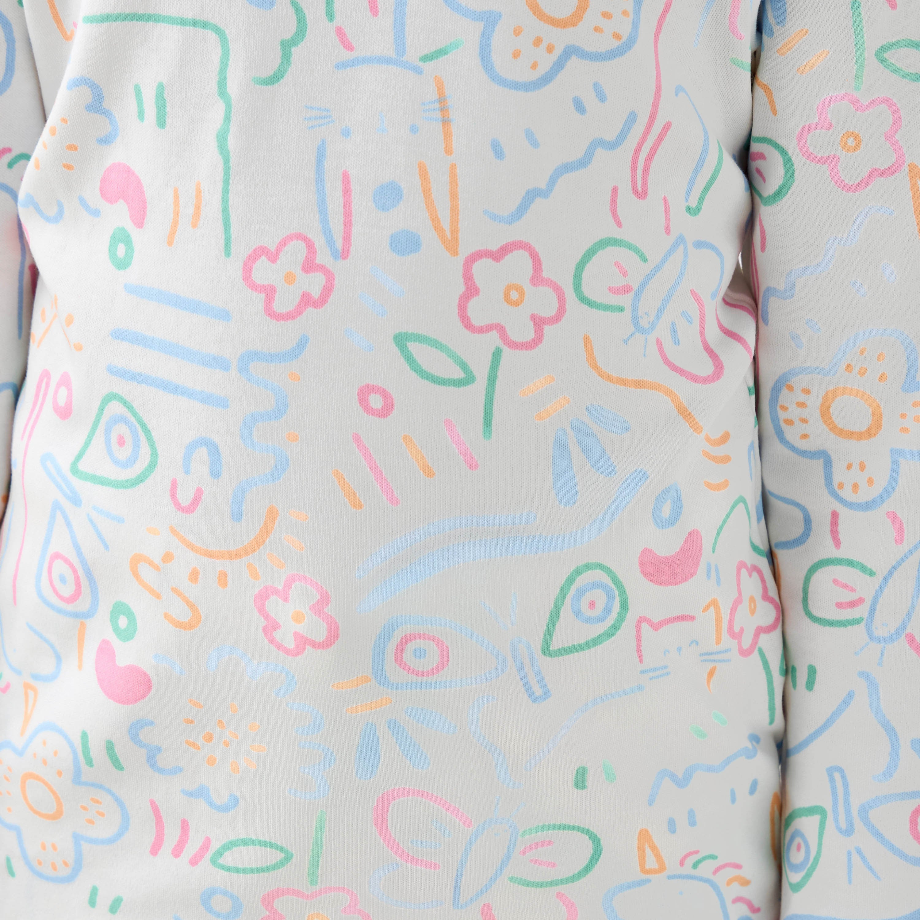 Juniors Cotton Crew Neck Long Sleeves Pyjama Set with Print