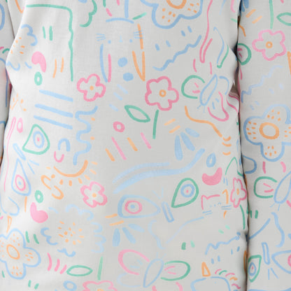 Juniors Cotton Crew Neck Long Sleeves Pyjama Set with Print