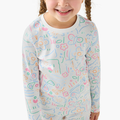 Juniors Cotton Crew Neck Long Sleeves Pyjama Set with Print