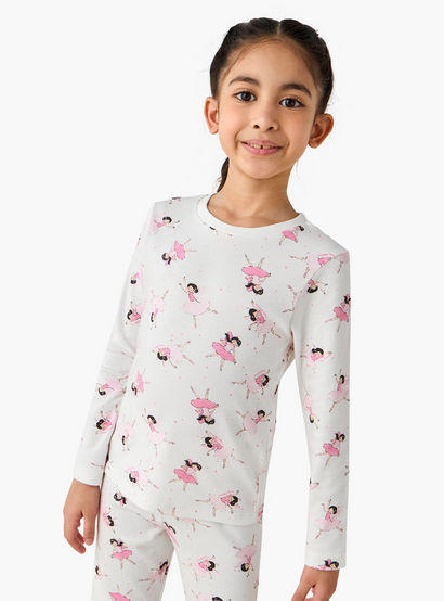 Juniors Cotton Crew Neck Long Sleeve Pyjama Set with Ballerina Print-promo_babyshop_Buy2for69_UAE130126-image-2