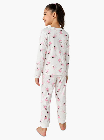 Juniors Cotton Crew Neck Long Sleeve Pyjama Set with Ballerina Print-promo_babyshop_Buy2for69_UAE130126-image-4