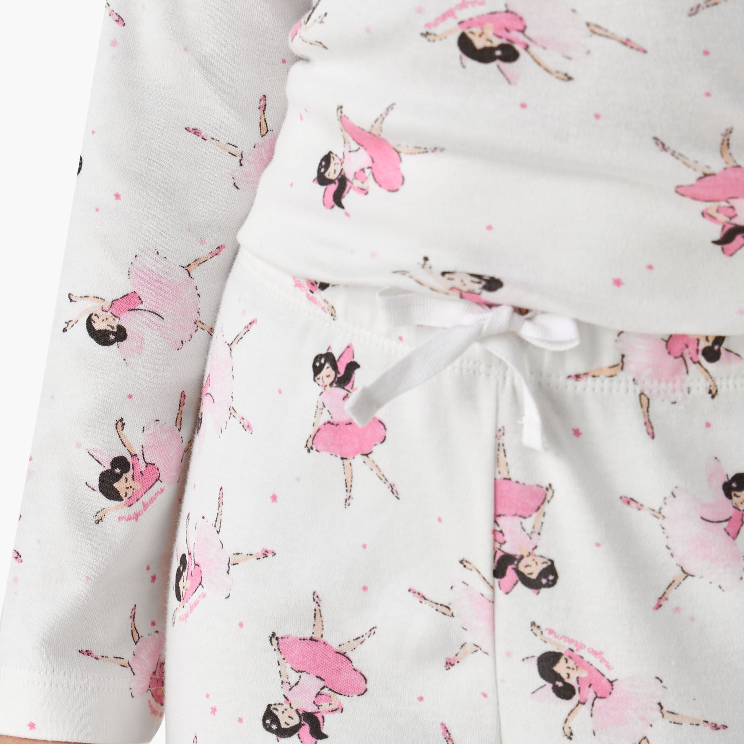 Juniors Cotton Crew Neck Long Sleeve Pyjama Set with Ballerina Print